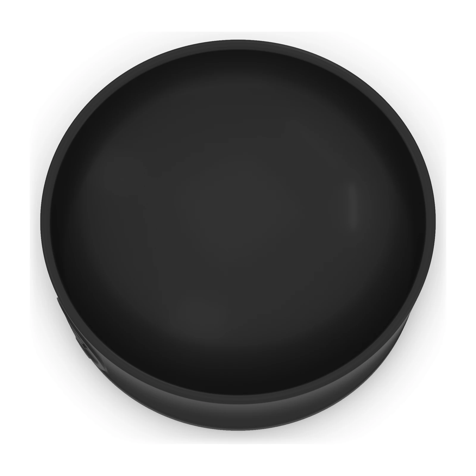Black over-pipe 110mm blank end cap, looking into the open end that fits over the pipe