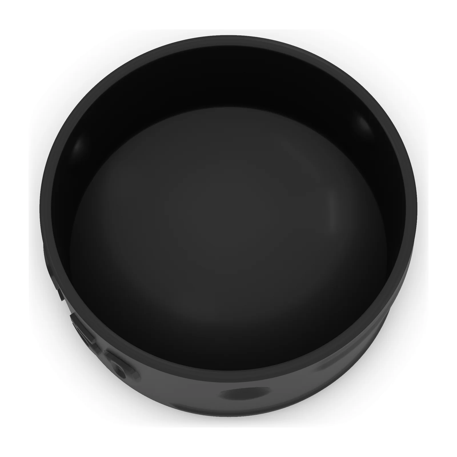 Black solid over-pipe end cap for 50mm land drain, looking into the socket at its plain solid floor