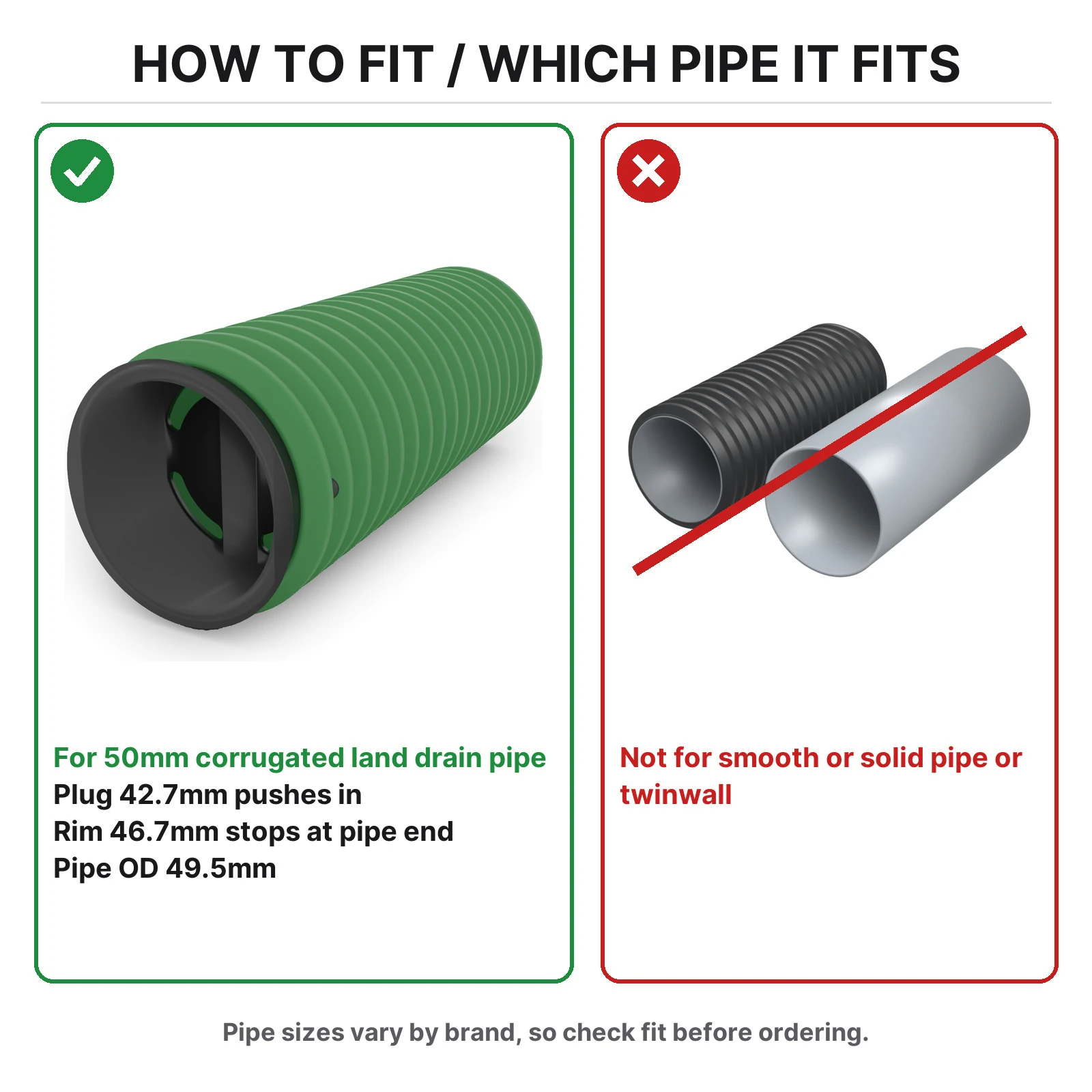 How to fit the Grid end plug in 50mm corrugated land drain pipe