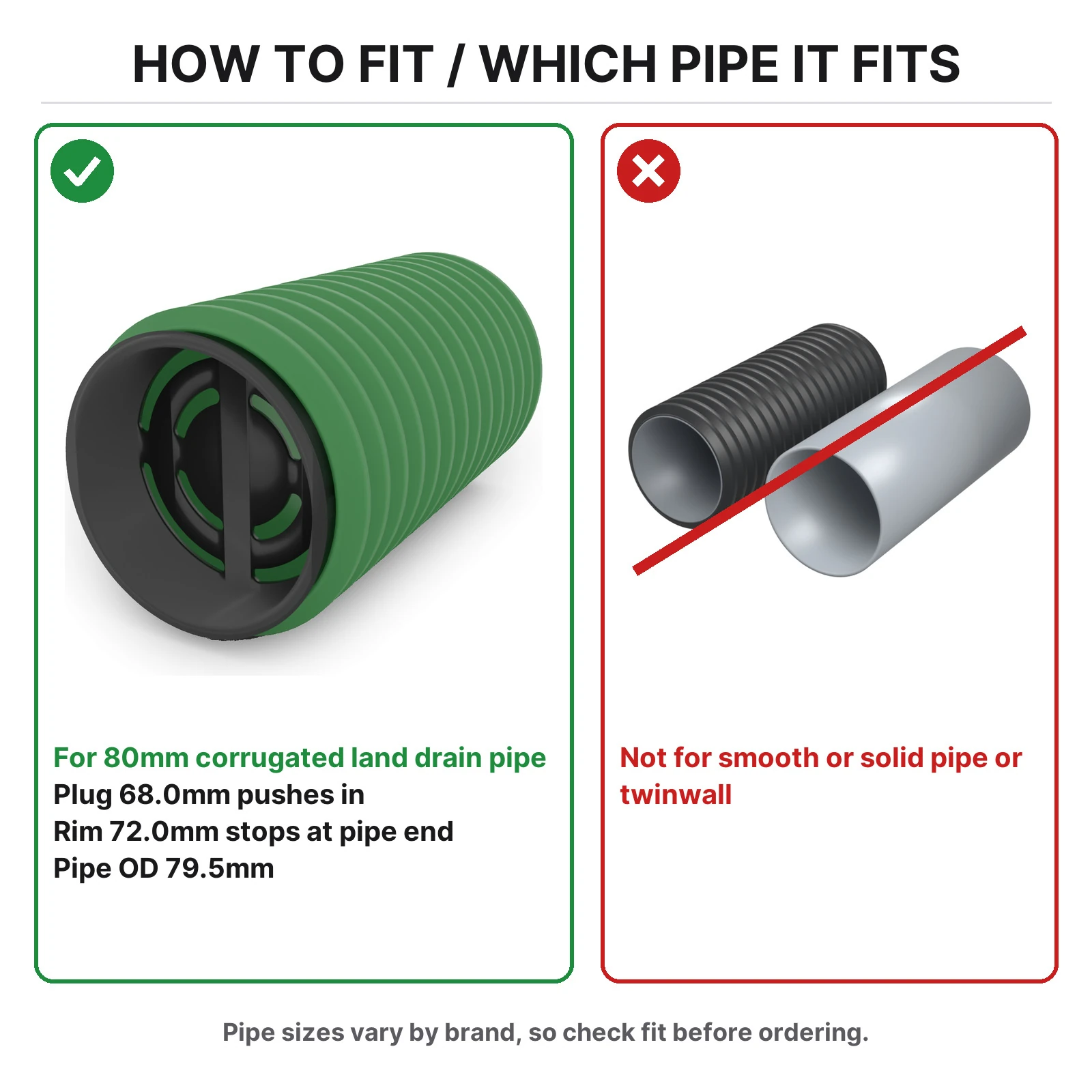 How to fit the Grid end plug in 80mm corrugated land drain pipe